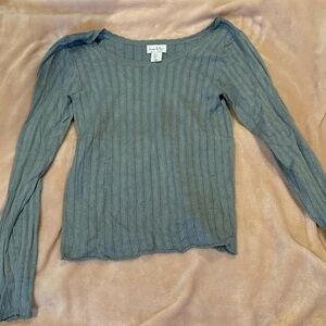 loose fitting blue shirt